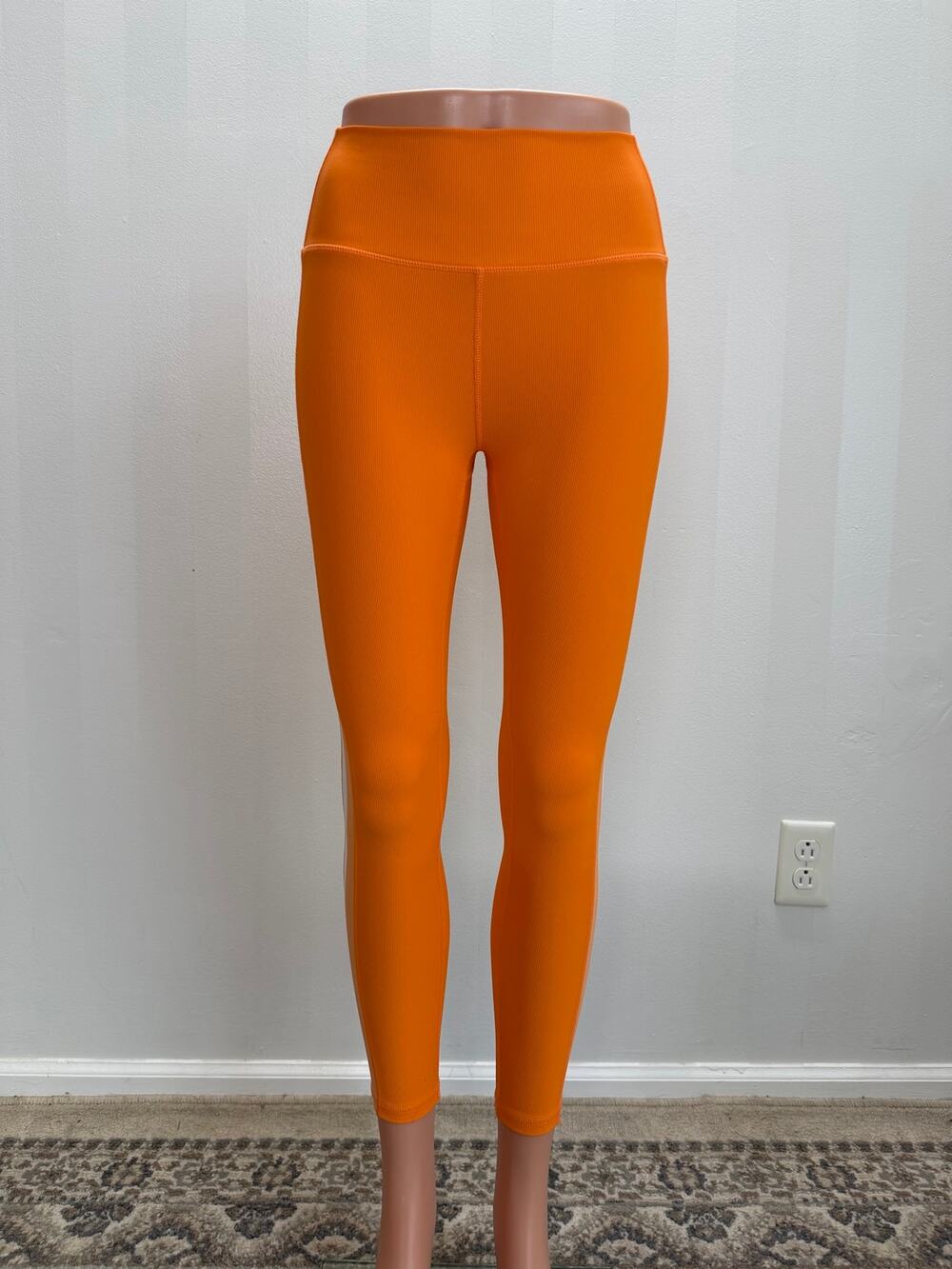 WILO The Label Contra Leggings Orange Side Stripe Ribbed High Rise Sz S